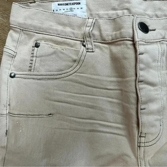 NWT Man x One Teaspoon Mr. Blues Light Stone Cut Off Button Fly Jeans Size 32L